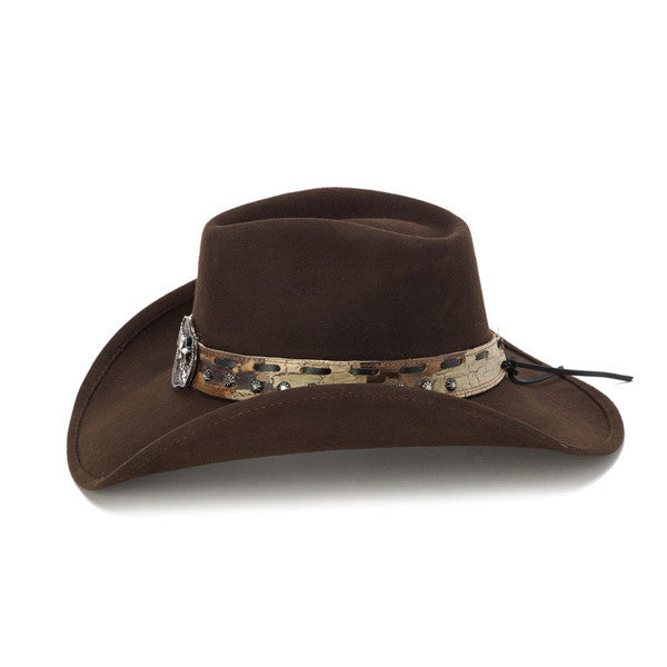 Stampede Hats - Brown Cowboy Concho Western Felt Hat - Side