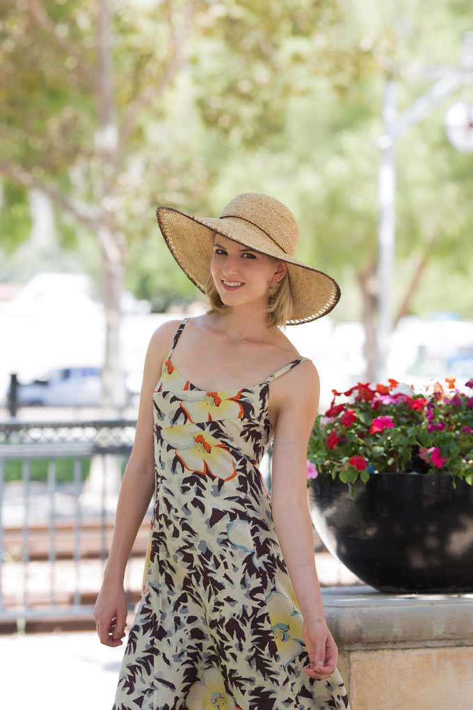 California Hat Company - Crocheted Raffia Sun Hat Model