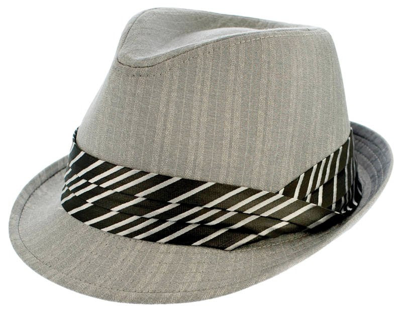 Kenny K - Grey Pinstripe Fedora Hat