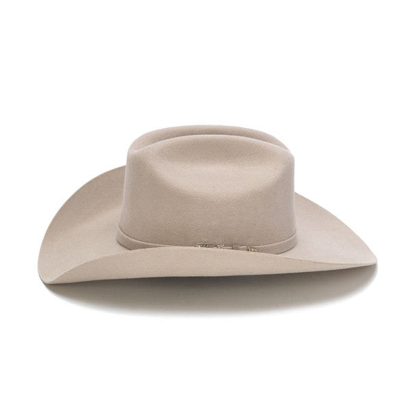Stampede Hats - 100X Wool Felt Beige Cowboy Hat with Silver Buckle - Side