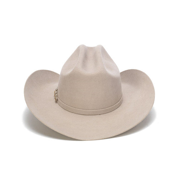 Stampede Hats - 100X Wool Felt Beige Cowboy Hat with Silver Buckle - Back