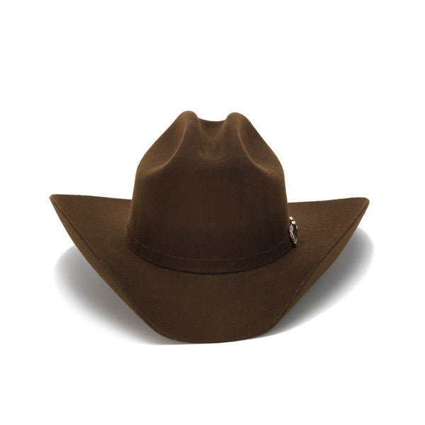 Stampede Hats - 100X Wool Felt Brown Cowboy Hat with Silver Buckle - Front