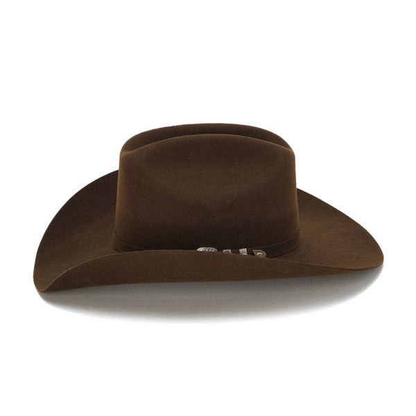 Stampede Hats - 100X Wool Felt Brown Cowboy Hat with Silver Buckle - Side