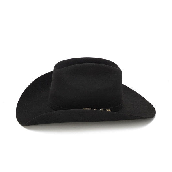 Stampede Hats - 100X Wool Felt Black Cowboy Hat with Silver Buckle - Side