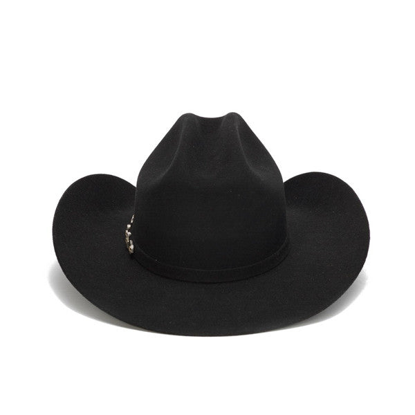 Stampede Hats - 100X Wool Felt Black Cowboy Hat with Silver Buckle - Back