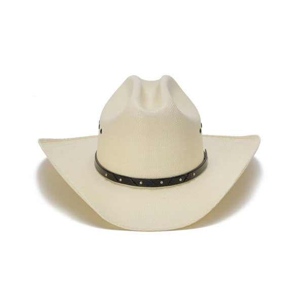 Stampede Hats - 50X Bangora Straw Western Hat with Criss Cross Stud Trim - Front