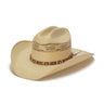 Beige 50X Bangora Cowboy Hat with Studded Wrapped Leather Trim - Front Angle