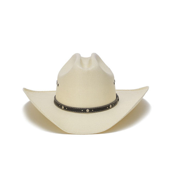 Stampede Hats - Bangora Straw 50X Western Hat with Nickel Accent Trim - Front