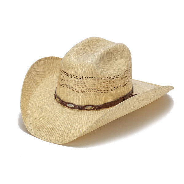 Beige 50X Bangora Cowboy Hat with Scalloped Leather Trim - Front Angle