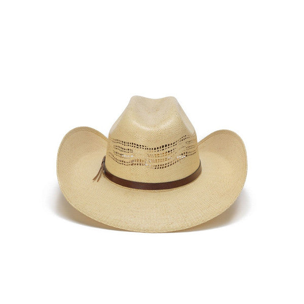 Beige 50X Bangora Cowboy Hat with Scalloped Leather Trim - Back