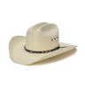 50X Shantung White Cowboy Hat with Leather Trim and Mini Conchos - Front Angle