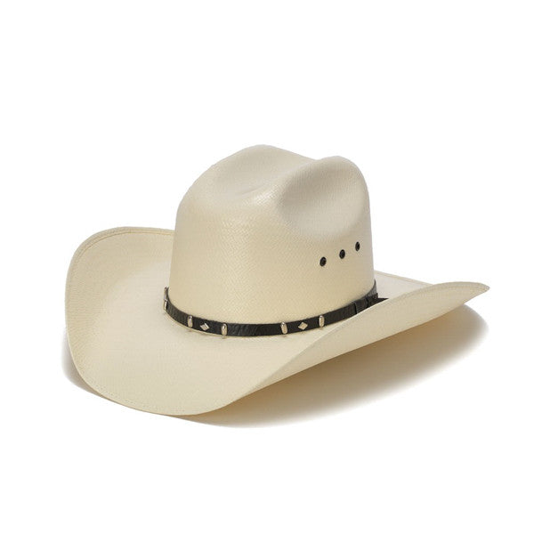 50X Shantung Cowboy Hat with Concho Black Leather Trim - Front Angle