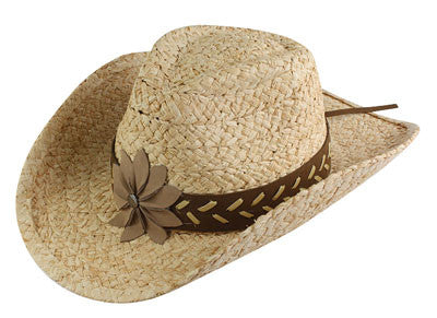 California Hat Company - Raffia Cowboy Hat With Flower Trim