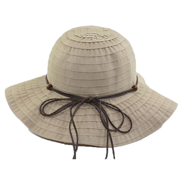 California Hat Company - Beige Short Brim Ribbon Hat