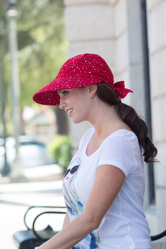 California Hat Company - Red Sparkle Scoop Hat - Model