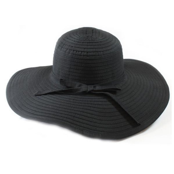California Hat Company - Black 5" Wide Brim Ribbon Hat