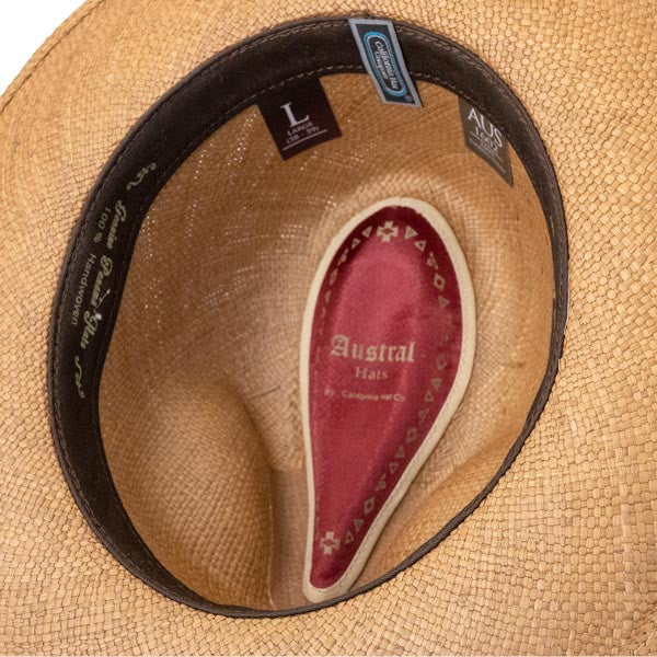 Austral Hats - Light Brown Panama Hat with Brown Band - Inside