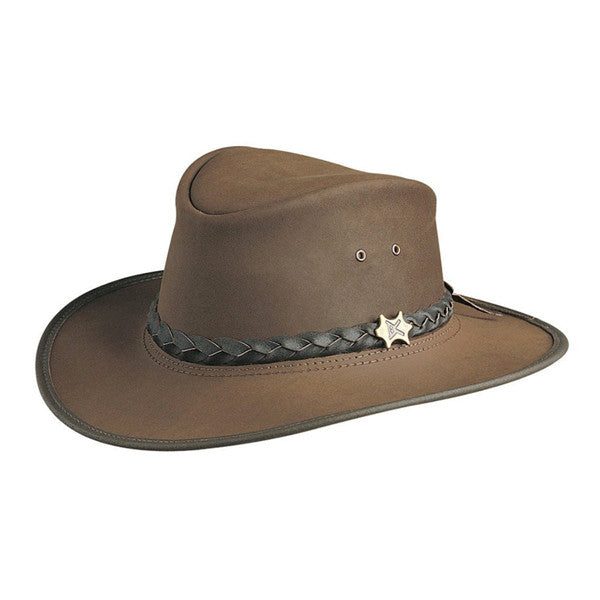 Conner Bush and City Leather Hat in Brown - Full View