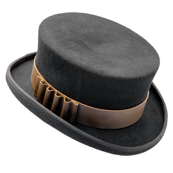 Conner - Low Crown Steam Punk Top Hat in Black - Opposite Side