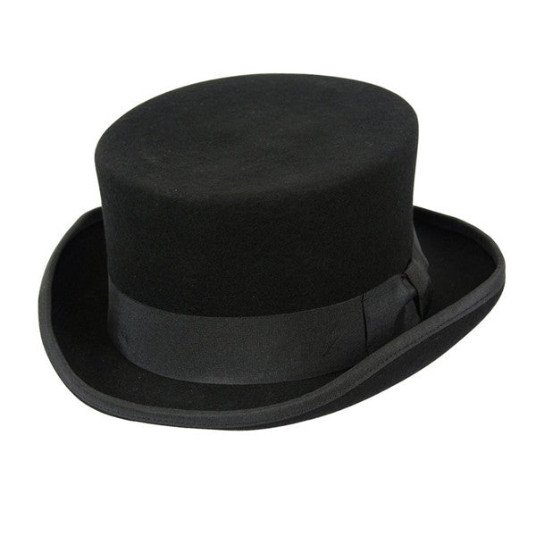 Conner Low Rise Wool Top Hat in Black - Full View