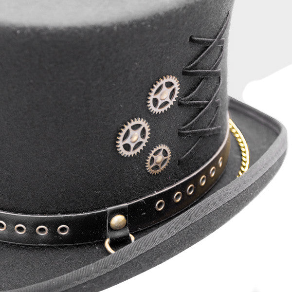 Conner - Steam Punk Top Hat - Close-Up, Gears and Accents