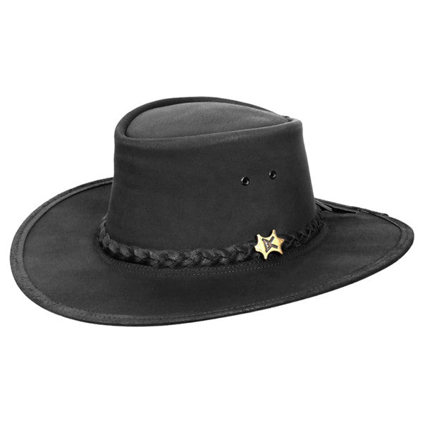 Conner - Black Stockman Oily Australian Leather Hat