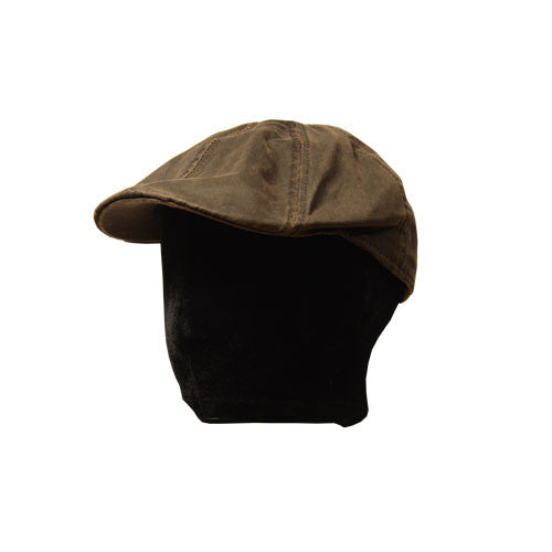 Conner - Brown Weathered Cotton Duckbill Hat (Side Worn)