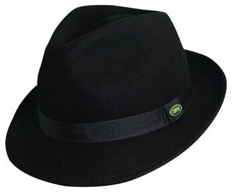 Dorfman Pacific - Black Crushable Wool Felt Fedora Hat