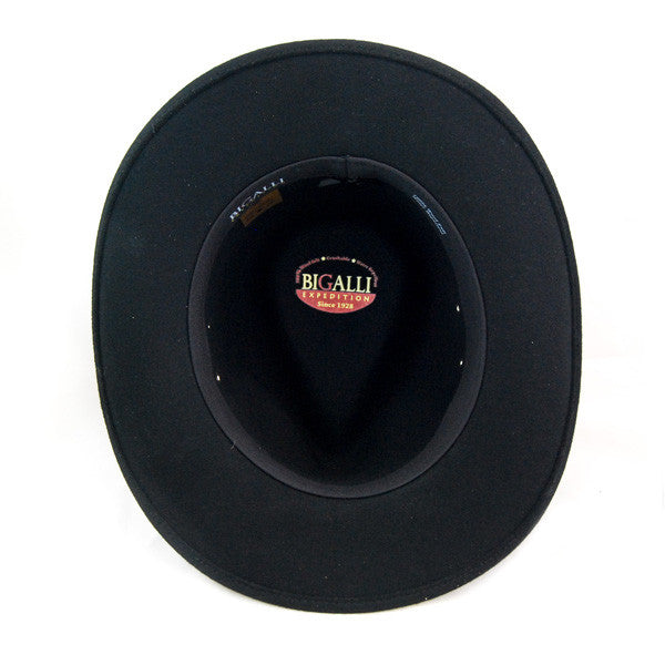 Bigalli - Black Outback Felt Fedora Hat Inside