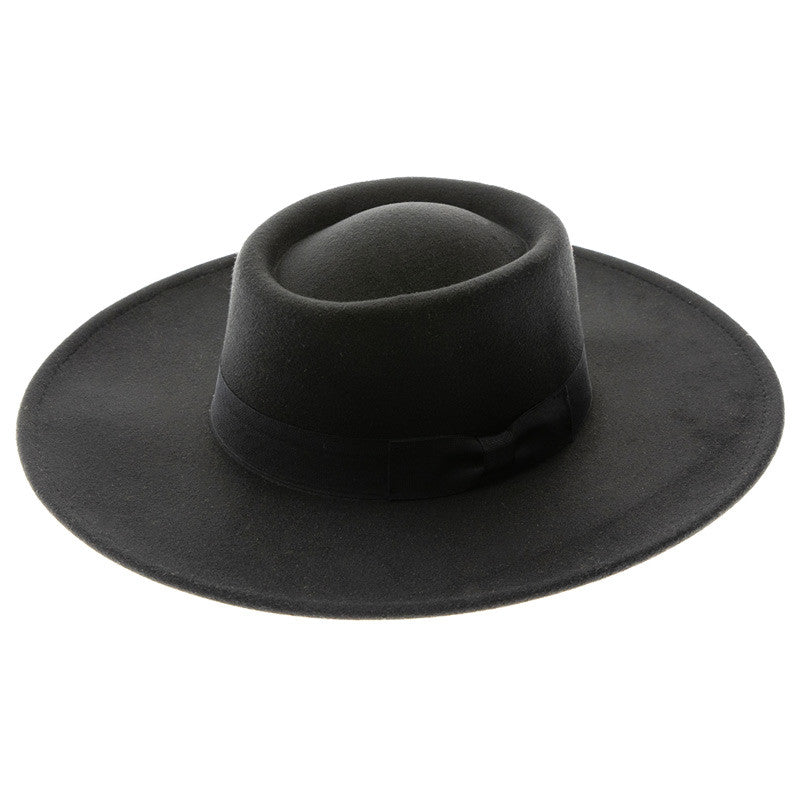 DNMC - Large Brim Vegan Felt Gambler Hat - Black