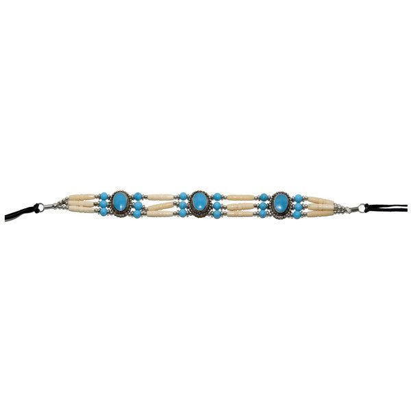 Kenny K - Blue Bead and Medallion Hat Band