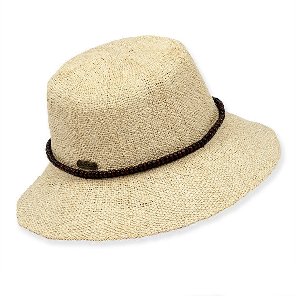 Sun 'N' Sand - Natural Bryn Crochet Straw Cloche Hat