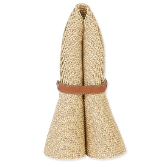 Sun 'N' Sand - Natural Scotdubin Foldable Tweed Hat Folded