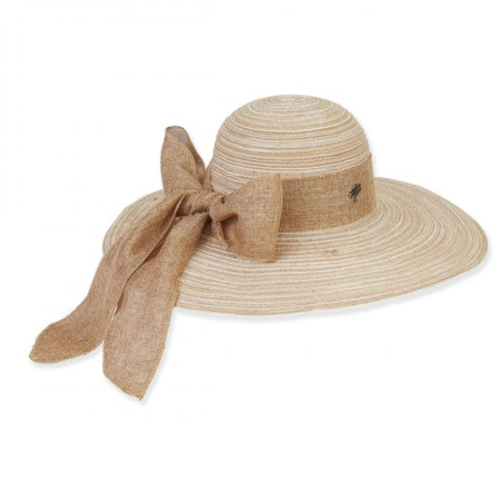 Sun 'N' Sand - Natural Istech Multicolor Polyester Hat with Linen Scarf