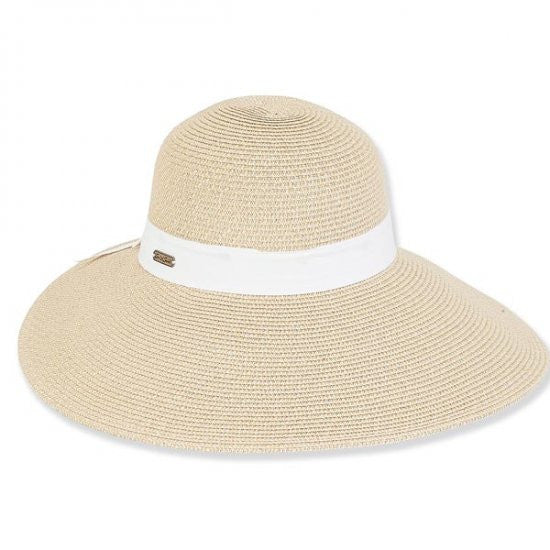 Sun 'N' Sand - White 5.75" Wide Brim Tweed Sun Hat