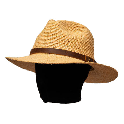 Raffia Fedora with Leather Band | Saint Martin – Hats Unlimited display picture 2