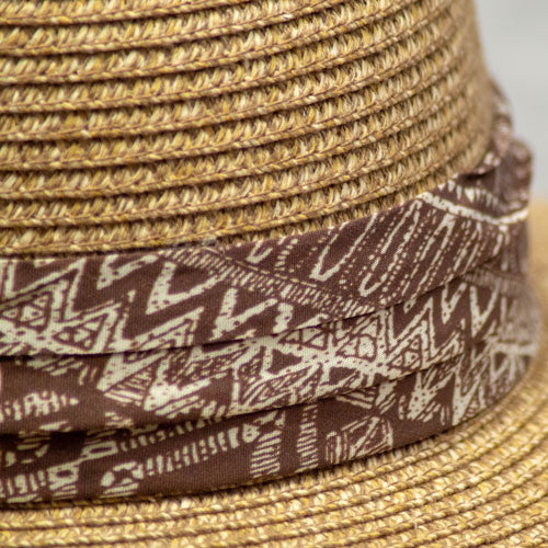 Saint Martin - Sewn Paper Tan Resort Hat (Hat Band)