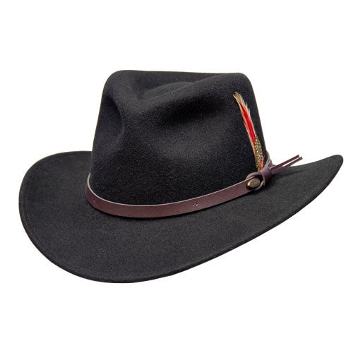 Saint Martin - Crushable Wool Felt Outback Hat Black (Profile)
