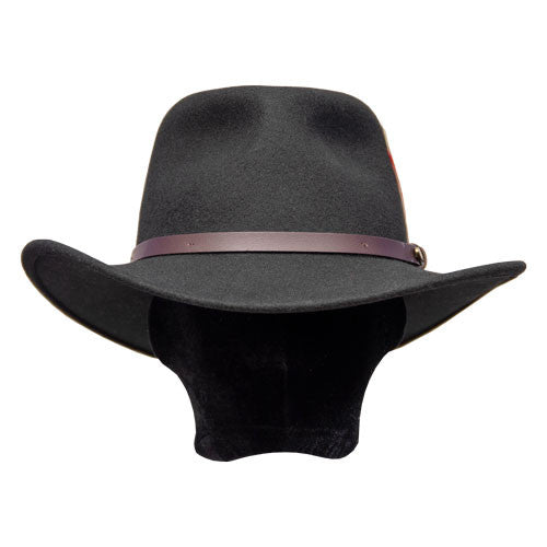 Saint Martin - Crushable Wool Felt Outback Hat Black (Model Front)