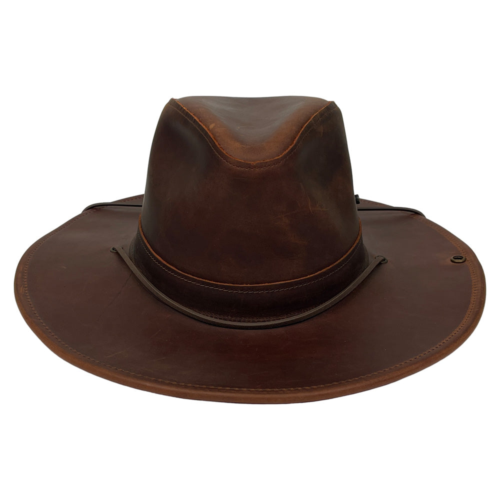 Brown Aussie Canvas Hat Wombat Outback Hat Brown Leather Hat