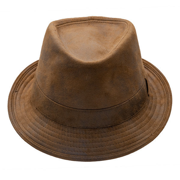 Henschel - Faux Distressed Leather Fedora - Front