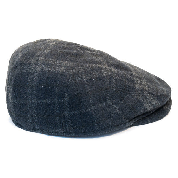 Henschel - Wool Blend Flat Cap with Ear Flaps in Black - Back