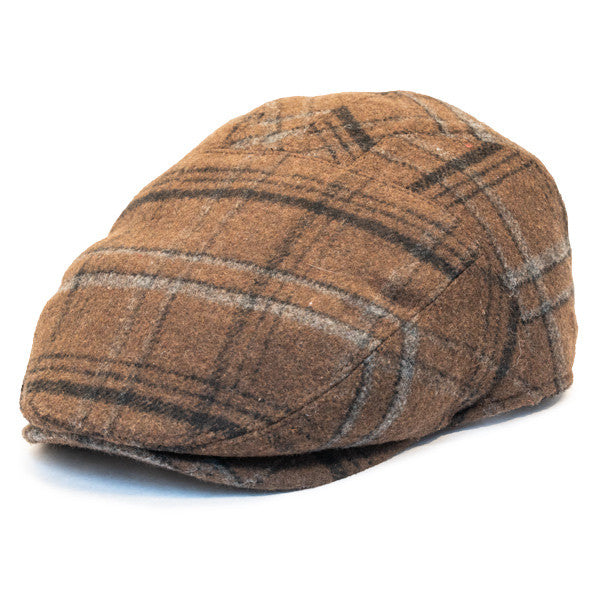 Henschel - Wool Blend Flat Cap with Ear Flaps in Brown - Full