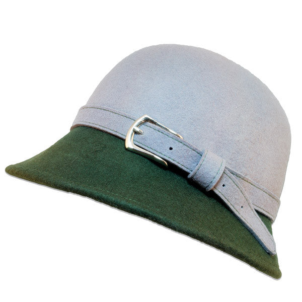 Jeanne Simmons - 2 Tone Cloche Hat - Green and Grey