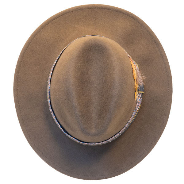 Jeanne Simmons - Wool Felt Fashion Fedora w/ Feather - Brown - Top