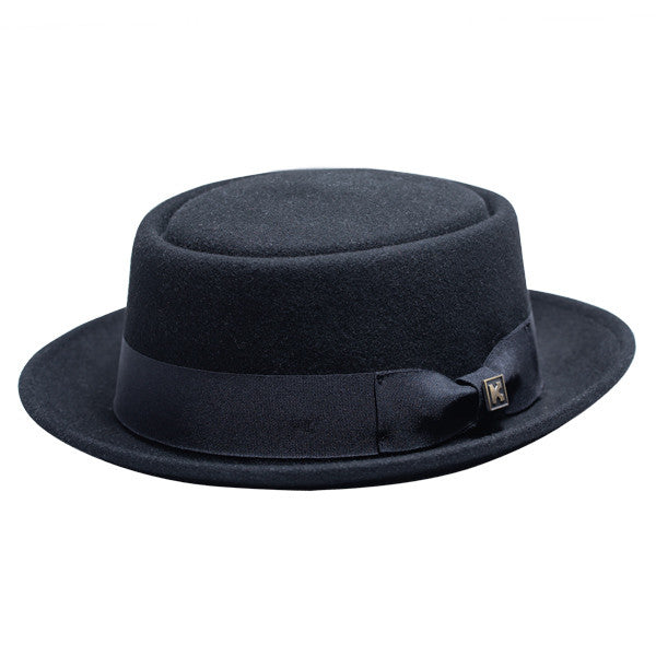 Kenny K - Heisenberg Black Wool Felt Pork Pie Hat - Profile