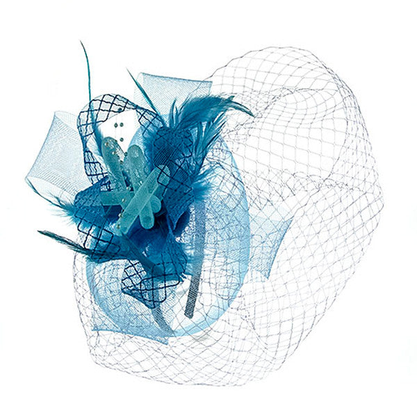 Something Special - Turquoise Lace Fascinator Hat with Feathers