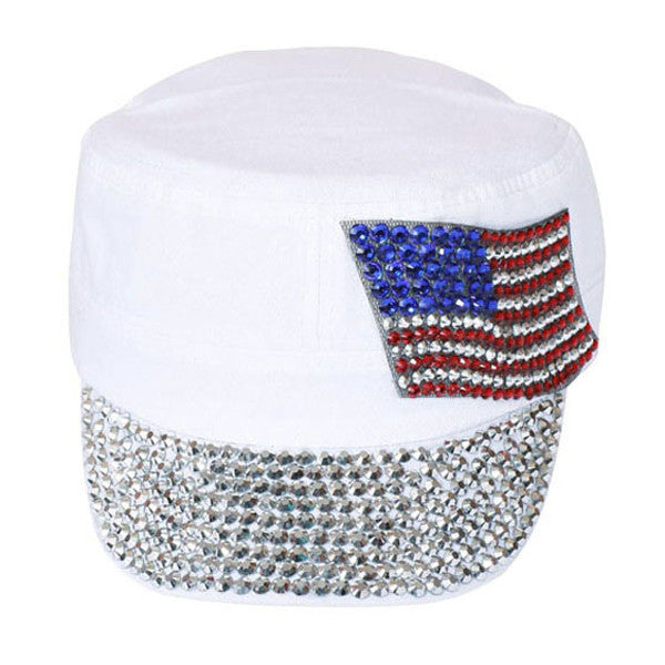 Something Special - White Jewel Cap with American Flag