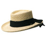 Scala - Manarola Raffia Gambler Hat with Heather Cloth Band in Black
