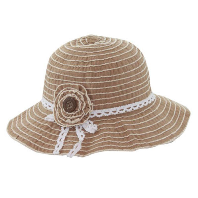 California Hat Company - Brown Crushable Bell Hat with Flower